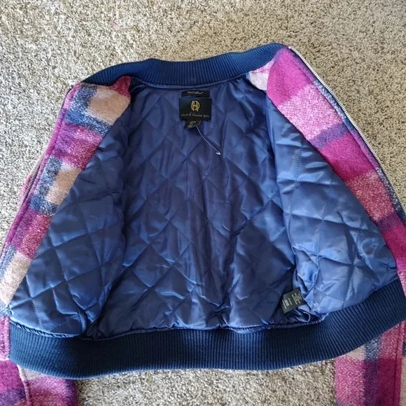NWOT: House of Harlow 1960 -Women's Plaid, Wool-Blend, Quilted Bomber Jacket- XS - Picture 3 of 4